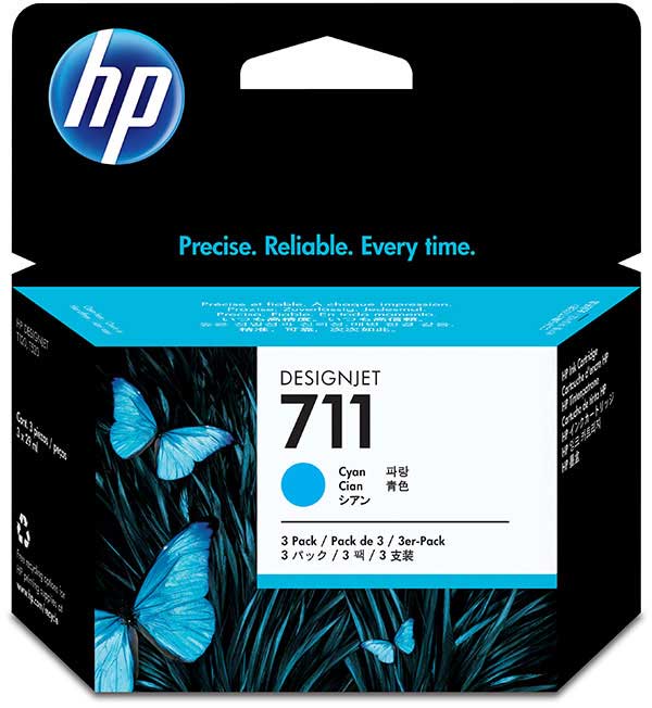HP 711 Cyan Ink 3 Pack (CZ134A)