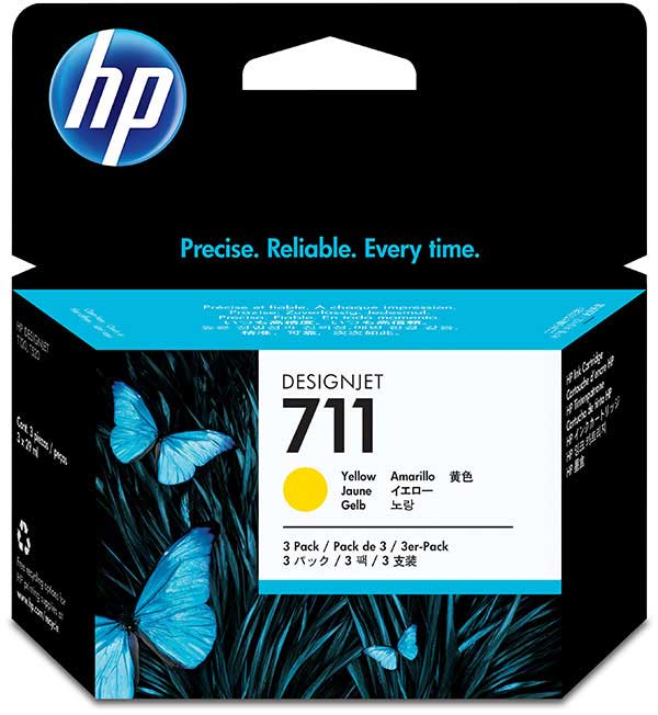 HP 711 Yellow Ink 3 Pack (CZ136A)