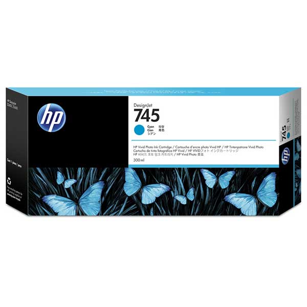 HP 745 Cyan Original Ink Cartridge 300 ml