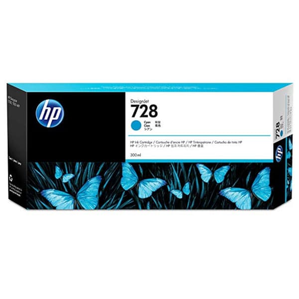 HP 728 Cyan Original Ink Cartridge (300 ml)