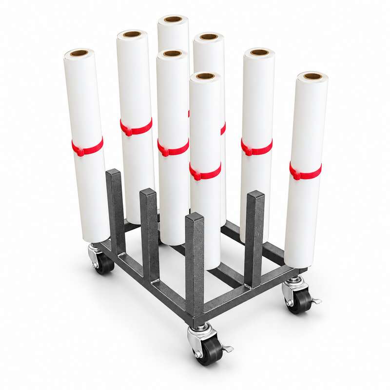 MR12 Heavy Duty Mobile Floor Rack - 12 Roll Capacity - 2 Inch Core